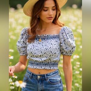 Madewell Jeannette Crop Top- Florentine Floral- XS